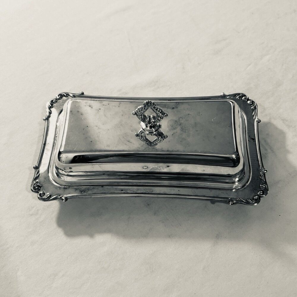 Vintage Crescent Silver Plated Butter Dish with Lid #79 Classic 7.75โX 4.25โ